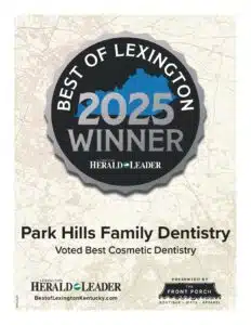 Award badge for Best of Lexington 2025 winner in cosmetic dentistry.